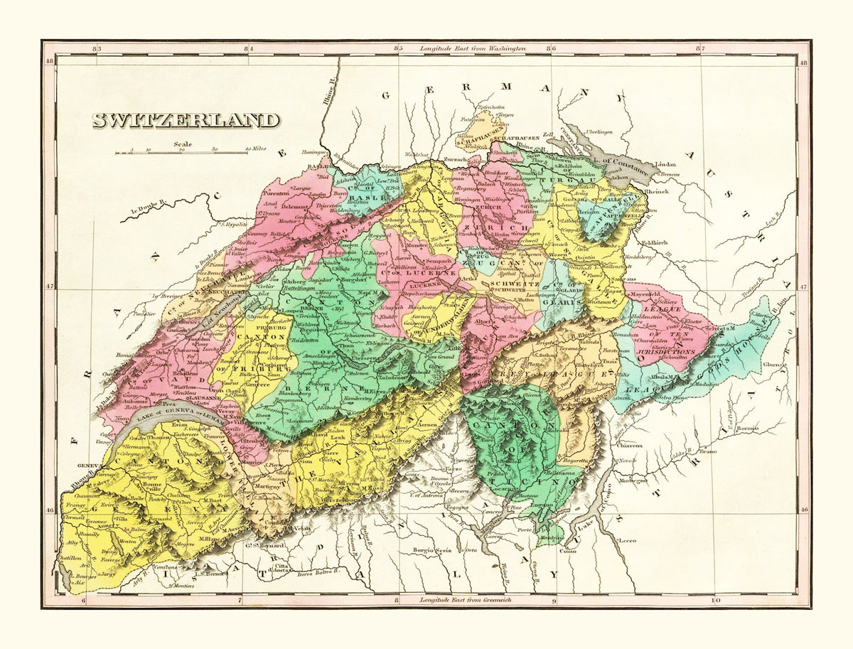 Preview of Vintage Map of Switzerland 1831