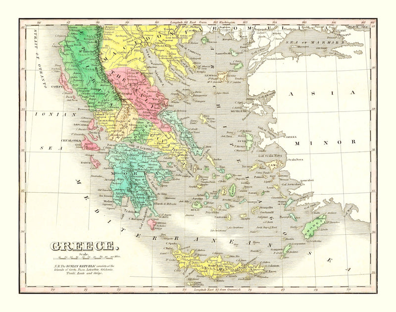 Size comparison using Vintage Map of Greece 1831