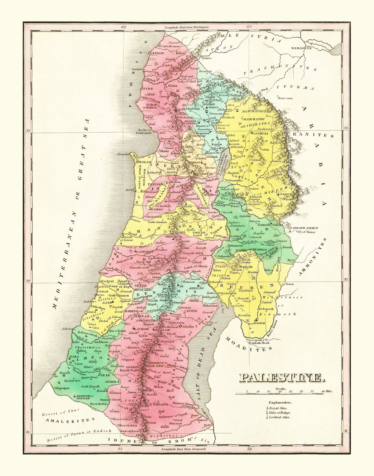 Preview of Vintage Map of Palestine 1831