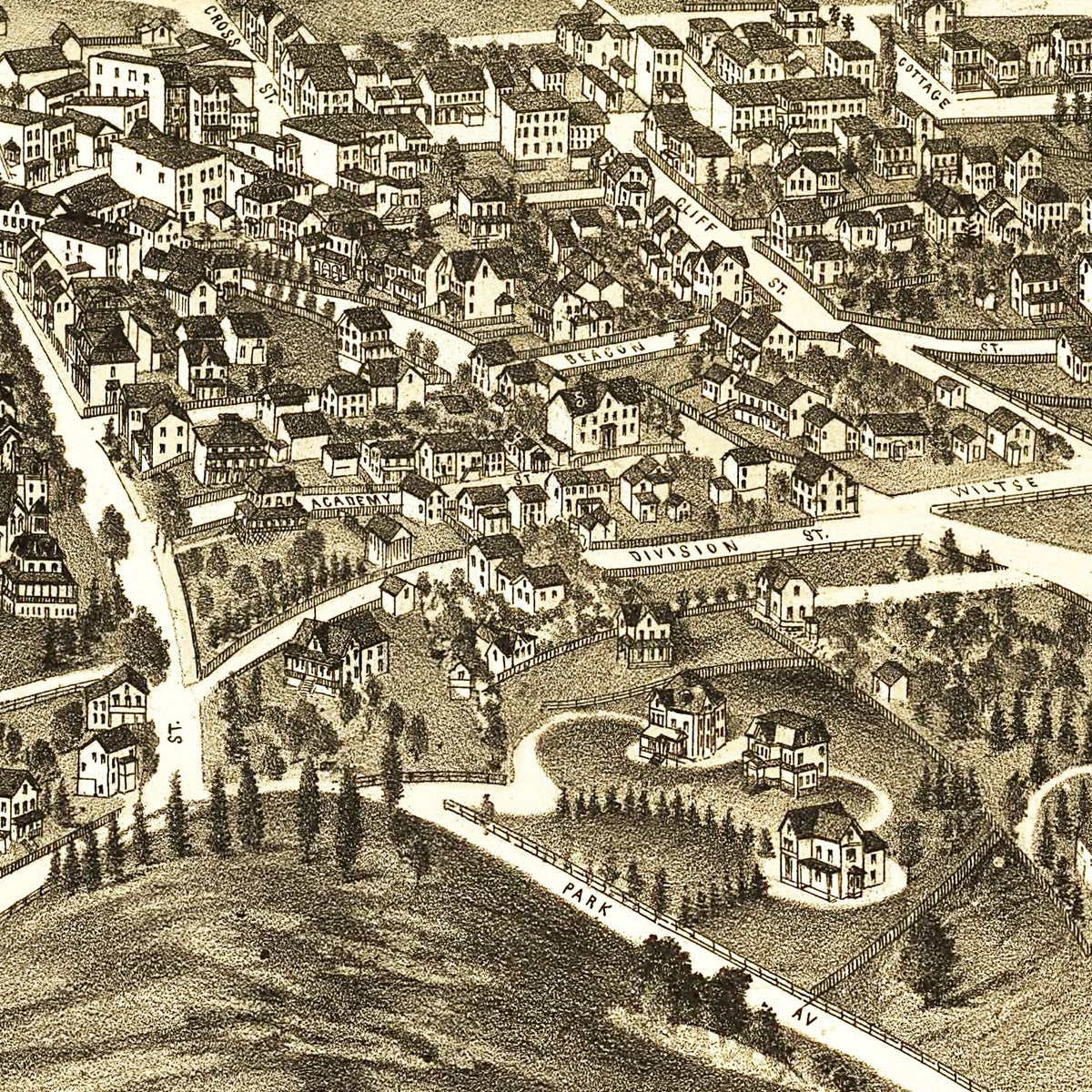 Restored historic details from the 1886 city map of Fishkill, New York