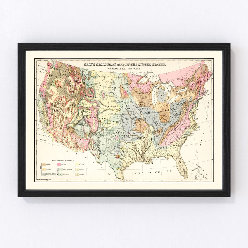 United States Vintage Map 1882