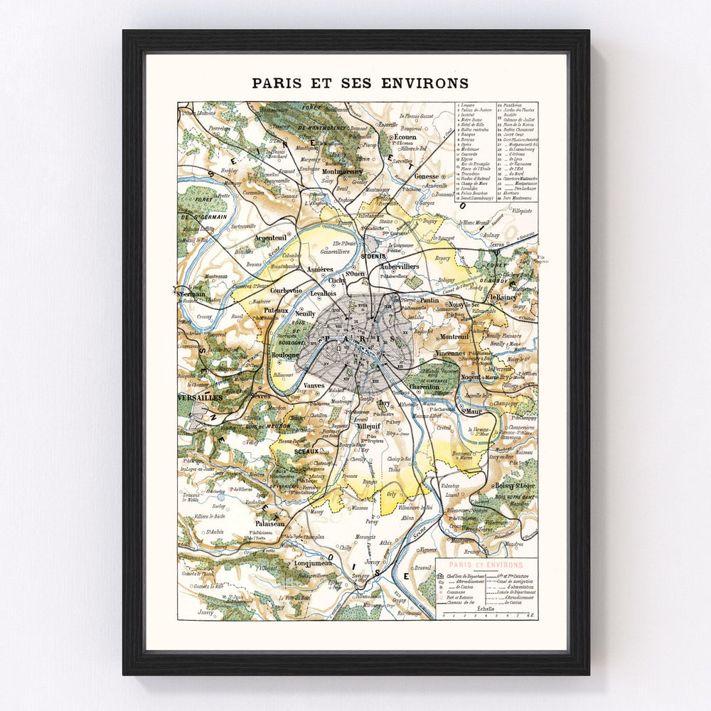 Paris Vintage Map 1900