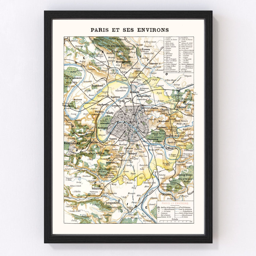 Paris Vintage Map 1900