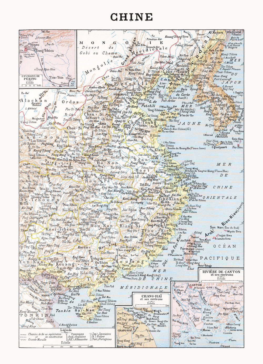 Vintage Map of China 1900 print style example