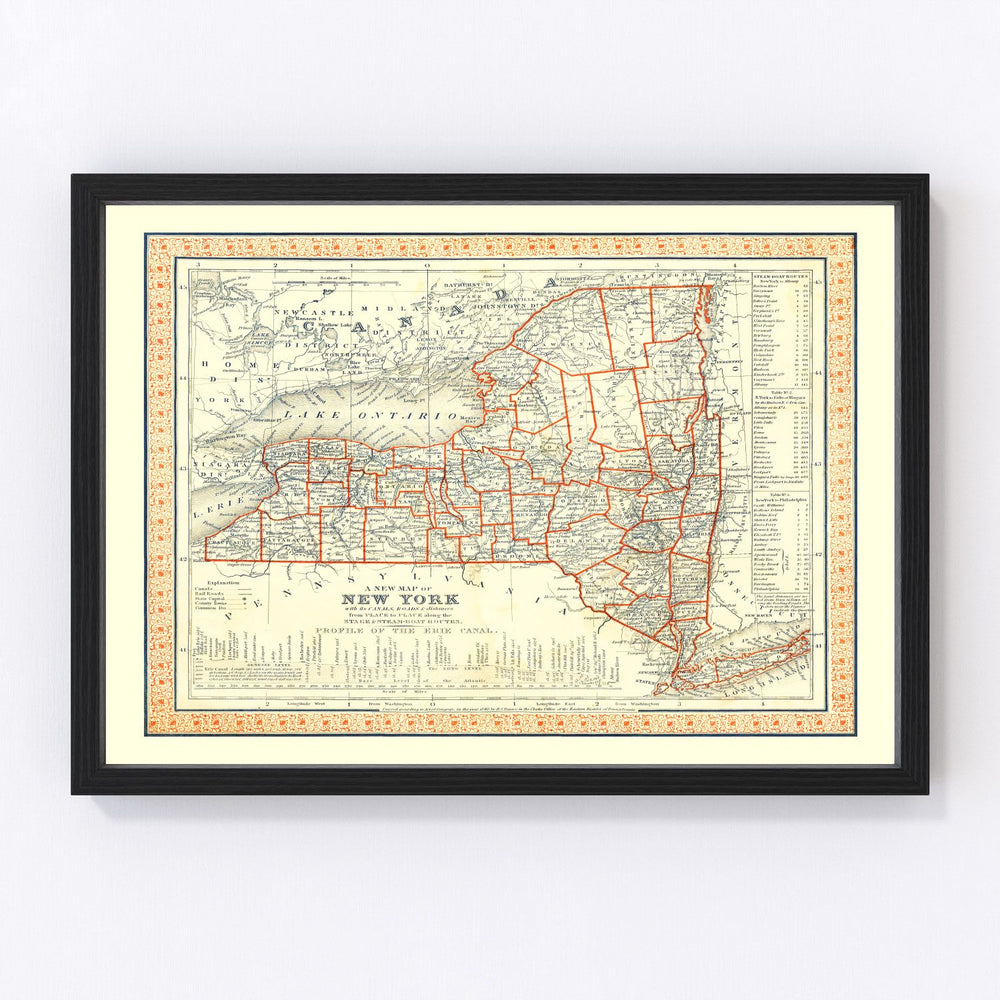 New York Vintage Map 1846
