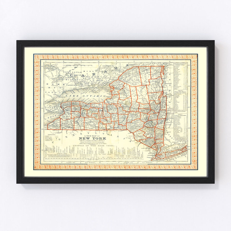 New York Vintage Map 1846
