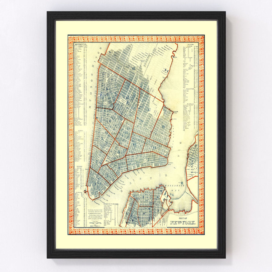 New York City Vintage Map 1846