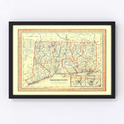 Connecticut Vintage Map 1846