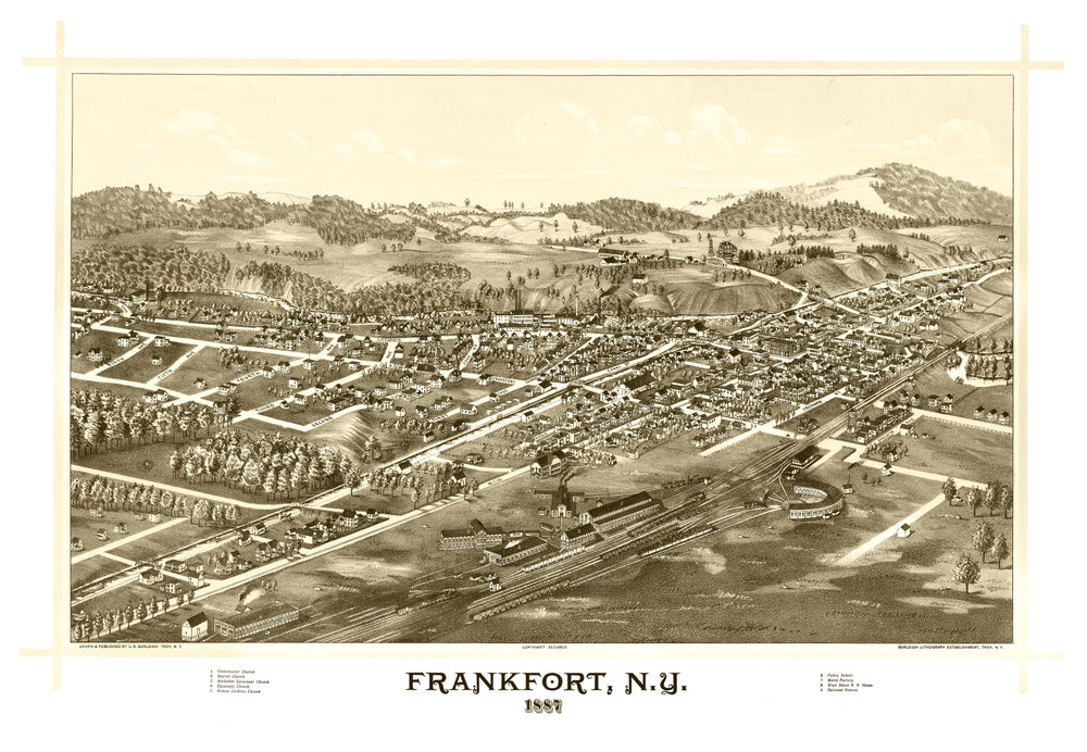 Vintage Map of Frankfort, New York 1887 print style example