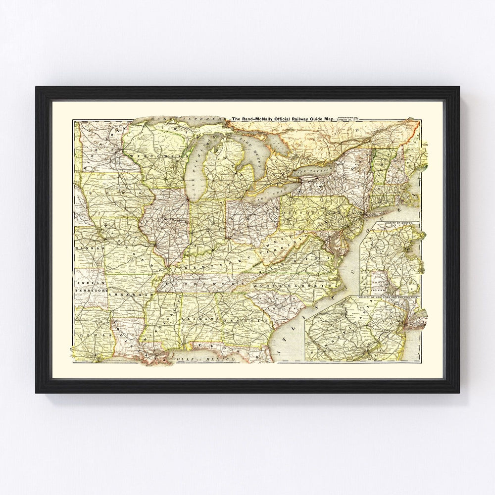 United States Vintage Map 1877