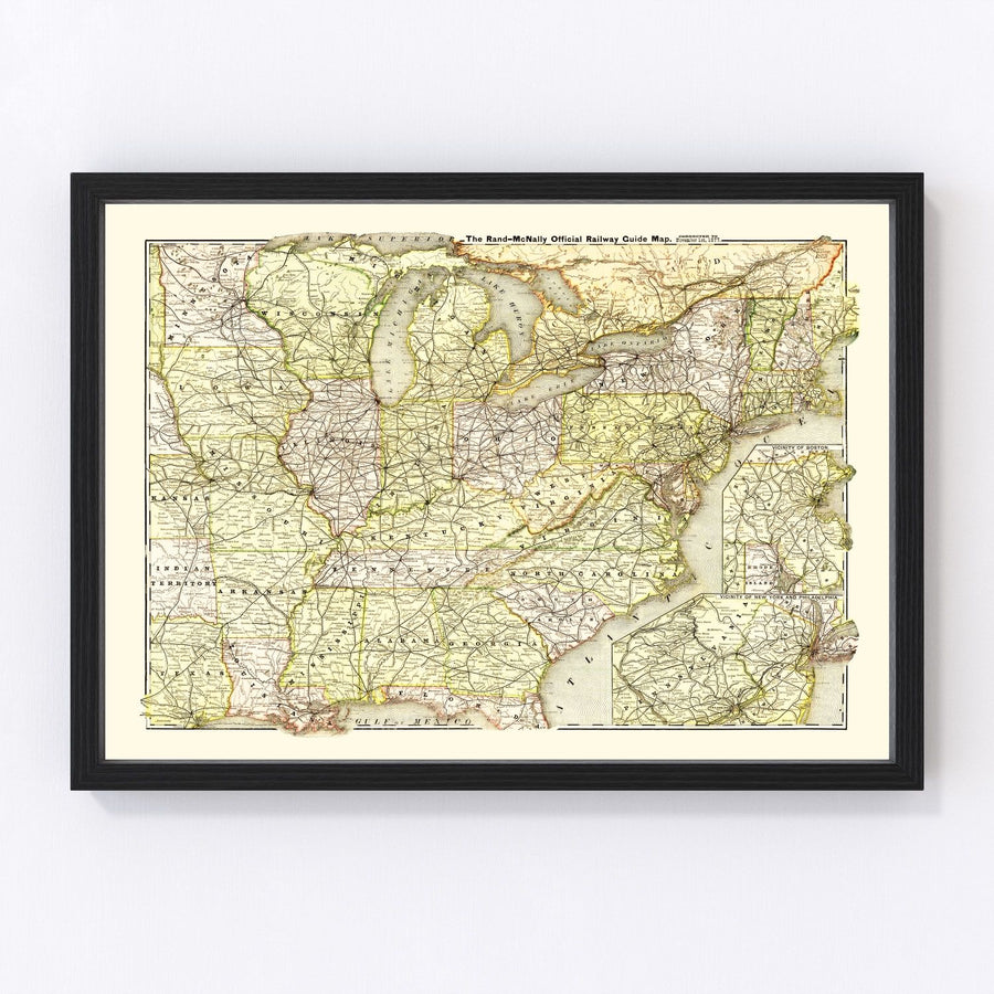 United States Vintage Map 1877