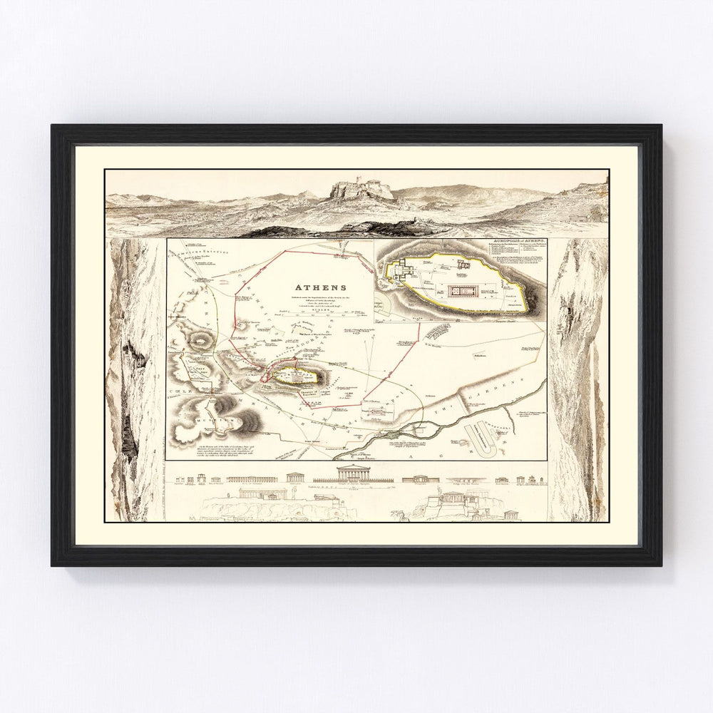 Athens Vintage Map 1832