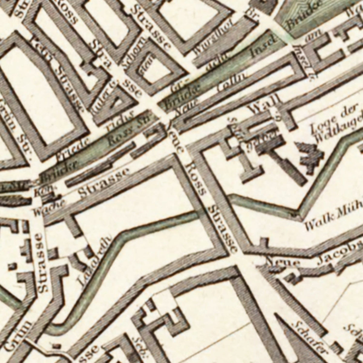 Restored historic details from the 1833 city map of Berlin