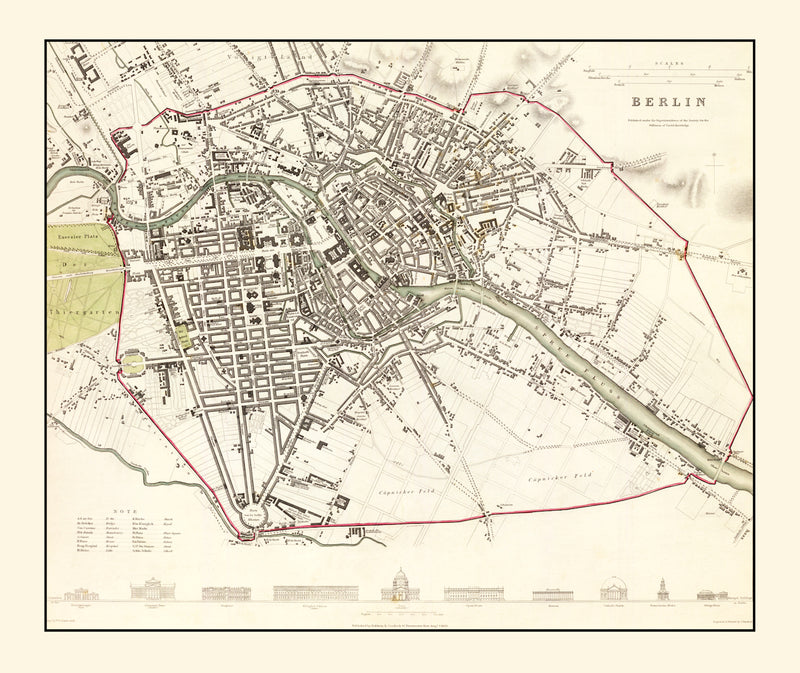 Size comparison using Vintage Map of Berlin, Germany 1833