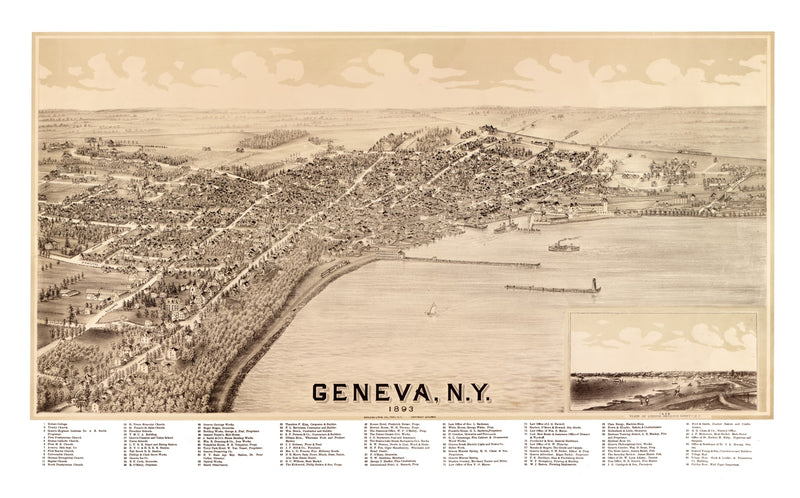 Size comparison using Vintage Map of Geneva, New York 1893