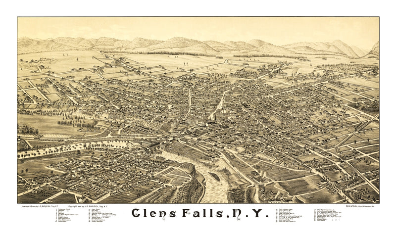 Size comparison using Vintage Map of Glens Falls, New York 1884