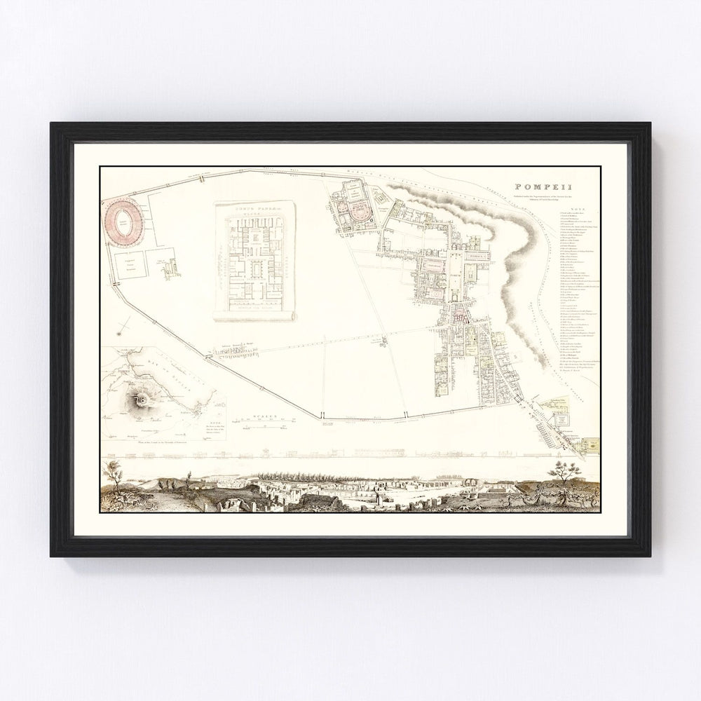 Pompeii Vintage Map 1832