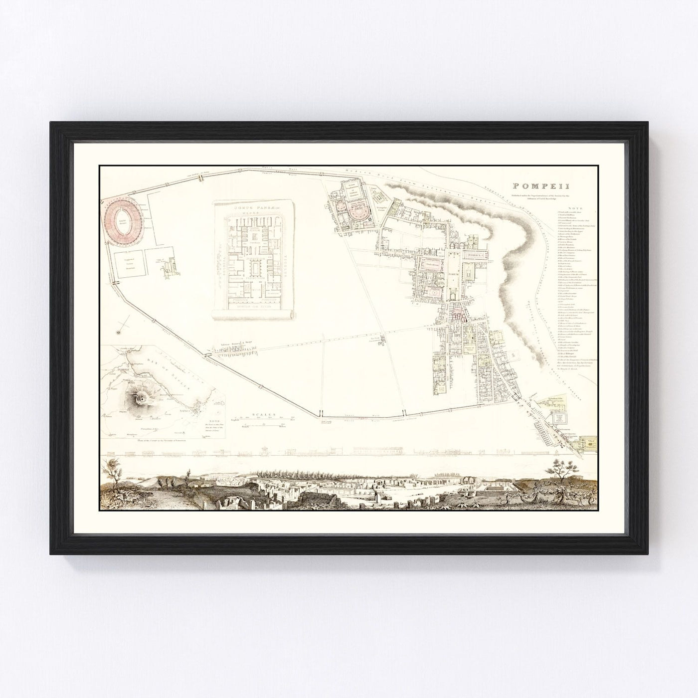 Pompeii Vintage Map 1832