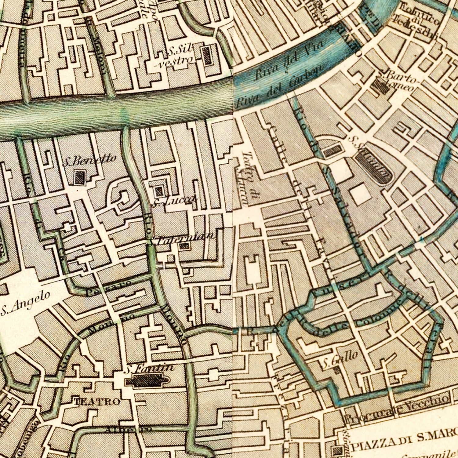 Restored historic details from the 1838 city map of Venice