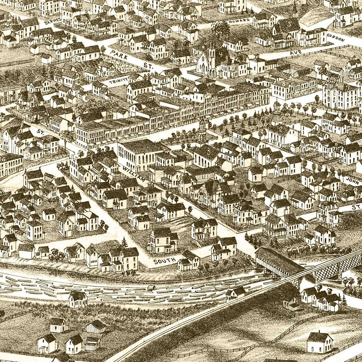 Restored historic details from the 1885 city map of Gouverneur, New York