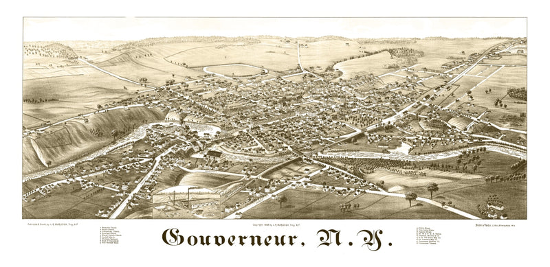 Size comparison using Vintage Map of Gouverneur, New York 1885