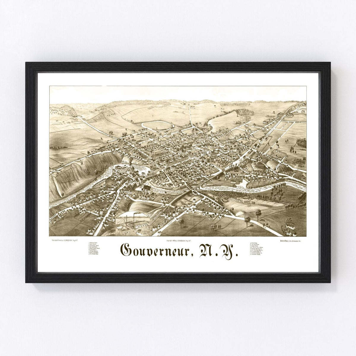 Gouverneur Vintage Map 1885