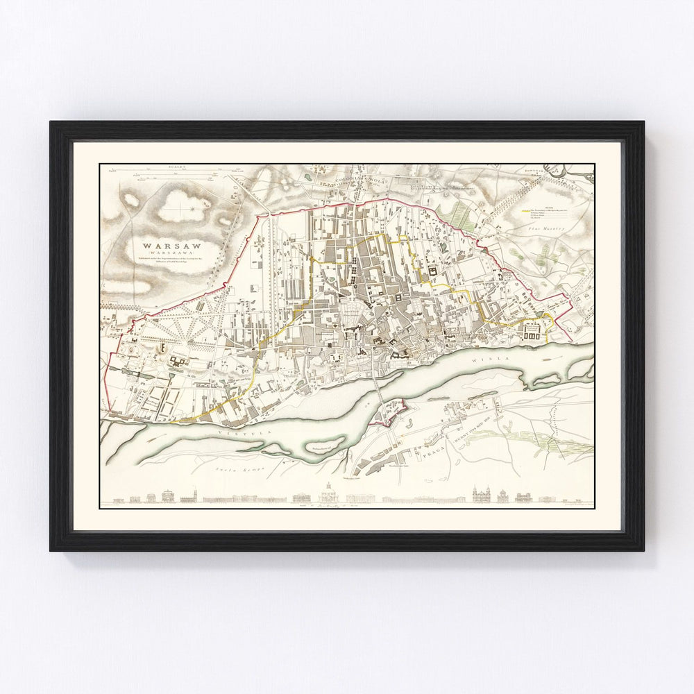 Warsaw Vintage Map 1831