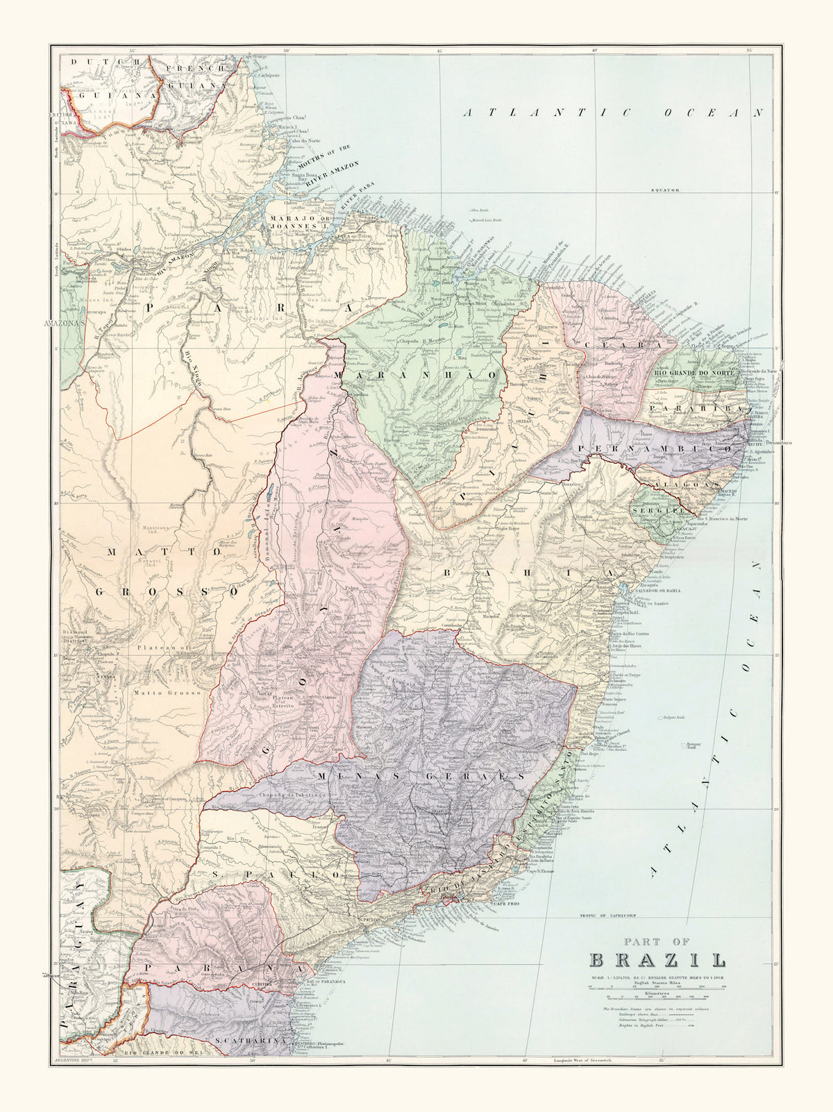 Preview of Vintage Map of Brazil 1904