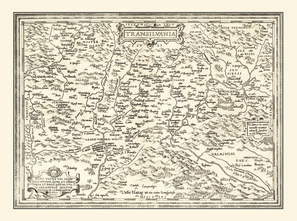 Vintage Map of Transylvania 1665 print style example