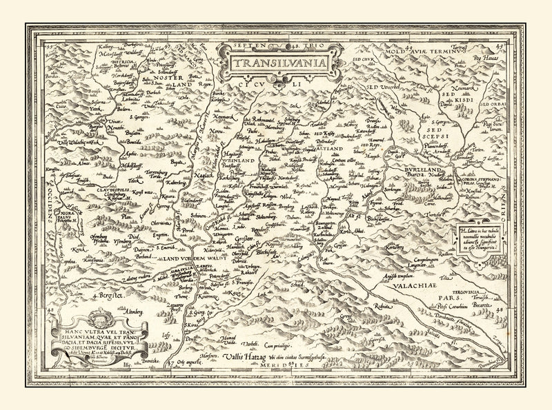 Size comparison using Vintage Map of Transylvania 1665