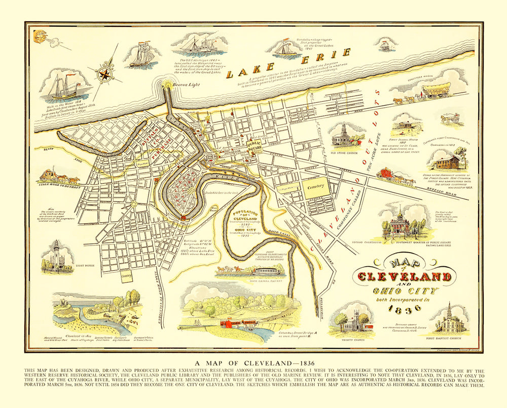 Vintage Map of Cleveland, Ohio 1937 print style example