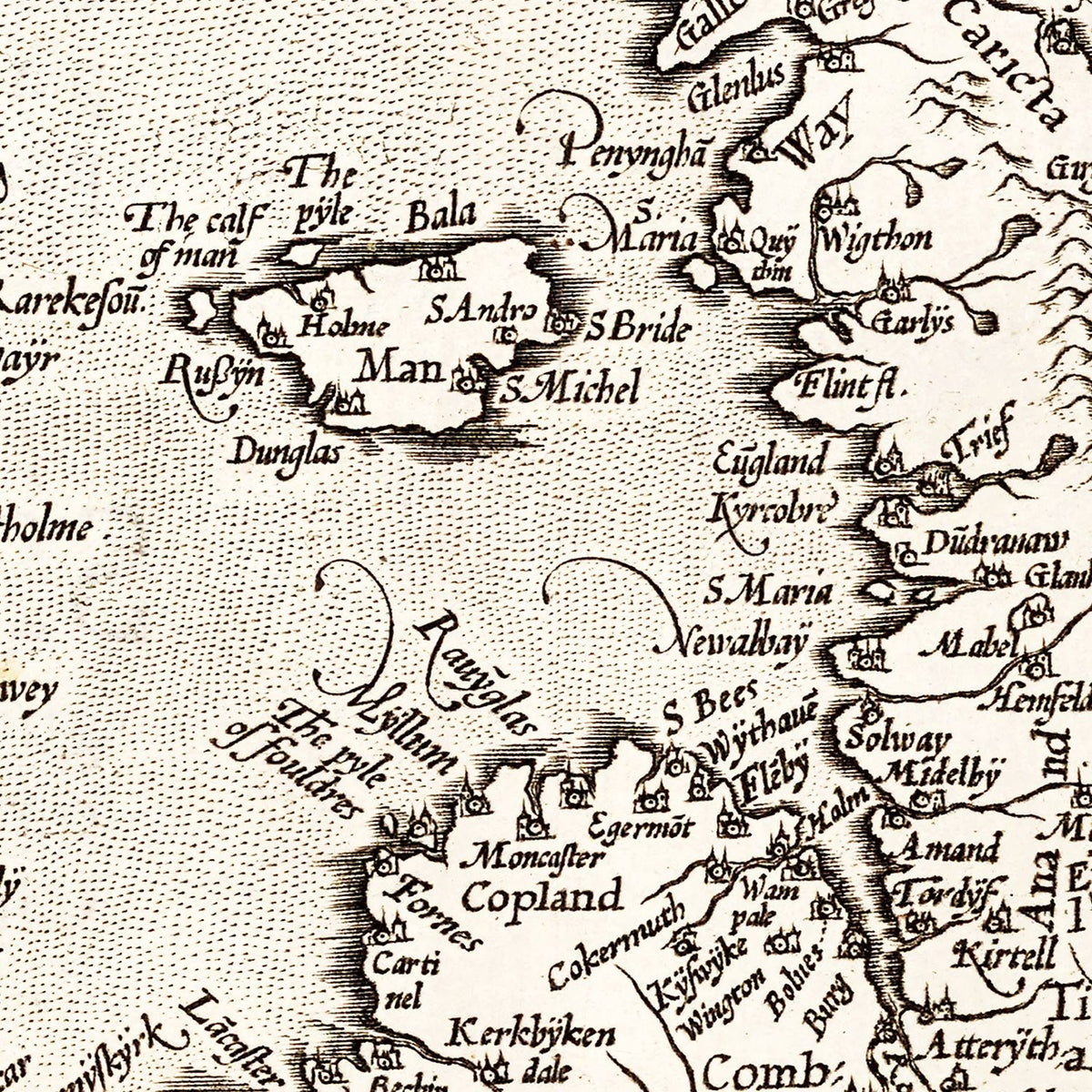 Restored historic details from the 1570 country map of County