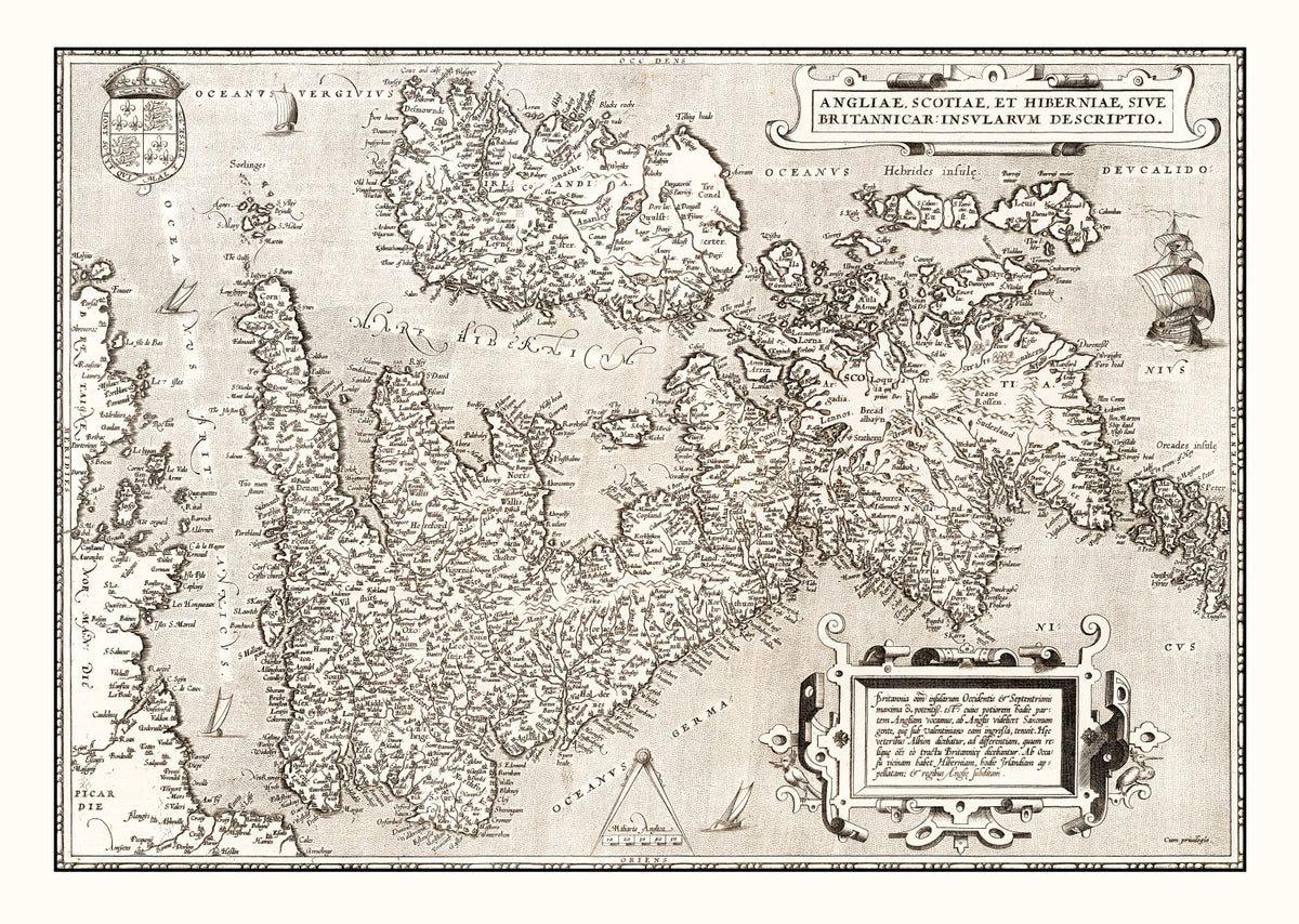 Preview of Vintage Map of England, Scotland, Ireland 1570
