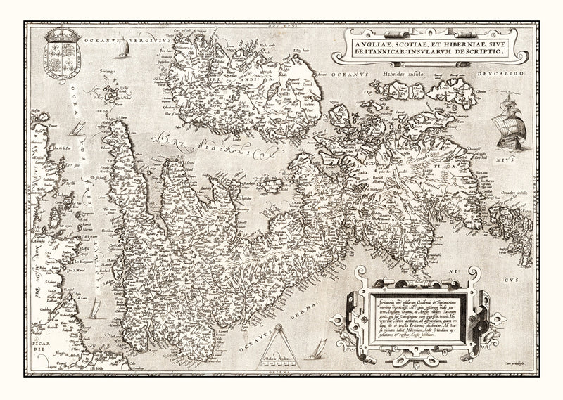 Size comparison using Vintage Map of England, Scotland, Ireland 1570
