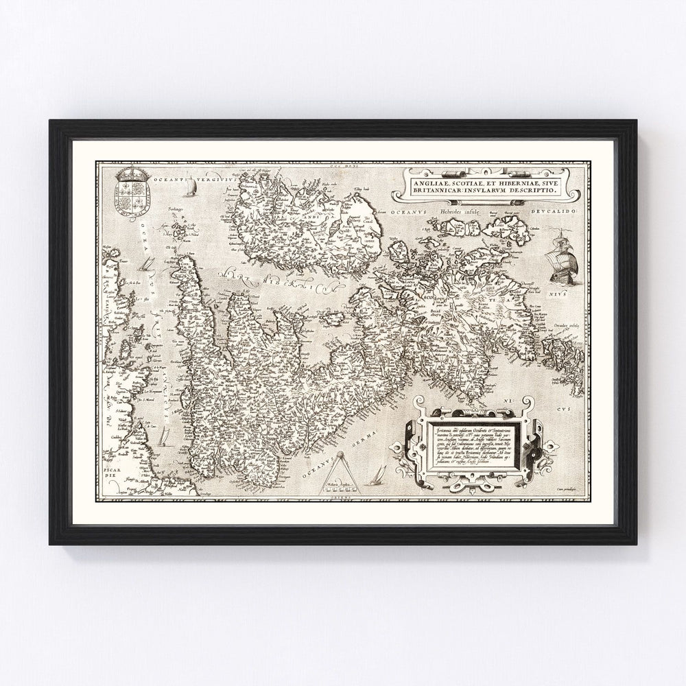England, Scotland, Ireland Vintage Map 1570