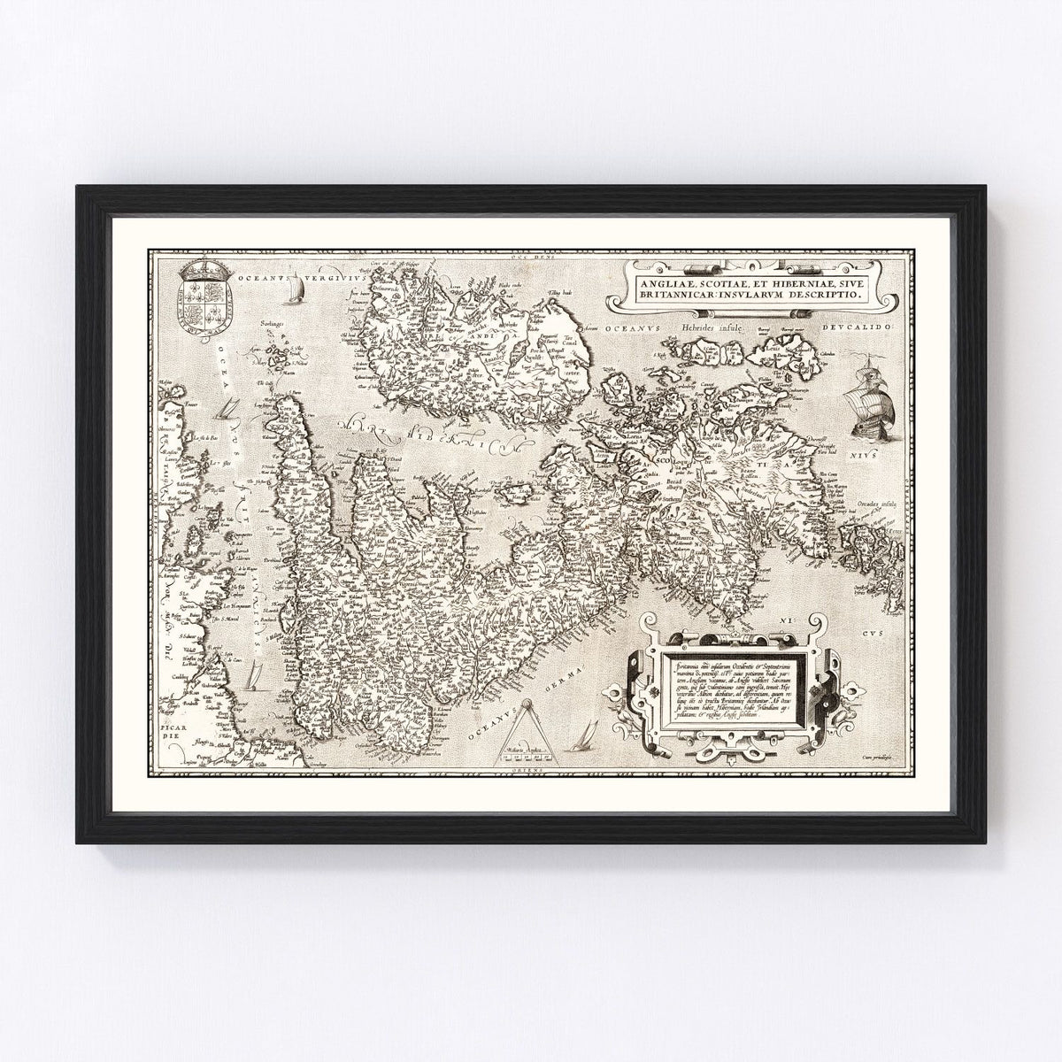 England, Scotland, Ireland Vintage Map 1570