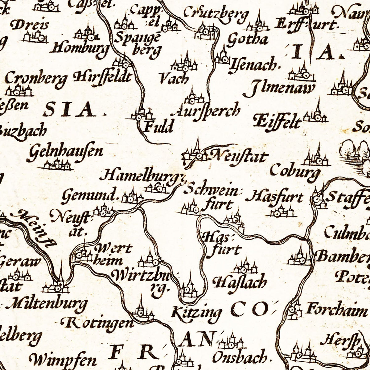 Restored historic details from the 1570 country map of County