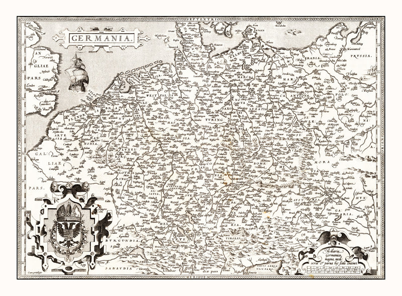 Size comparison using Vintage Map of Germania 1570