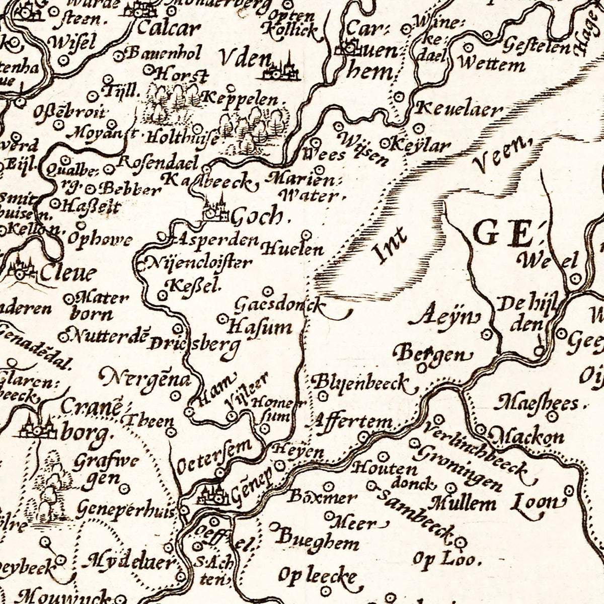 Restored historic details from the 1570 country map of County