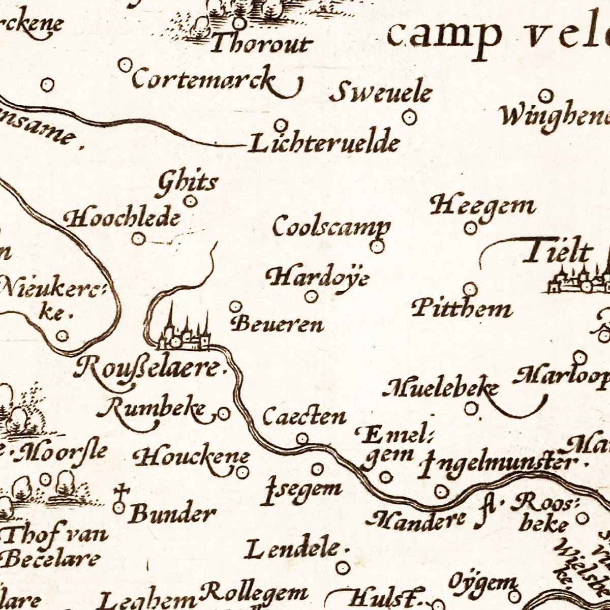 Restored historic details from the 1570 country map of County