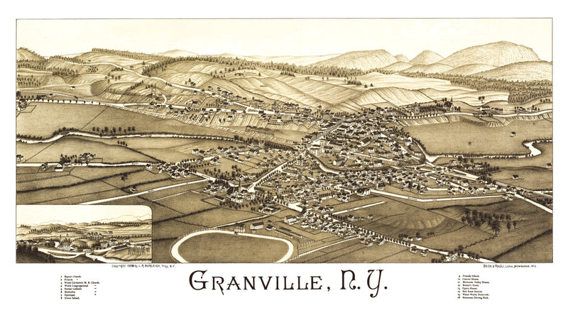 Size comparison using Vintage Map of Granville, New York 1886