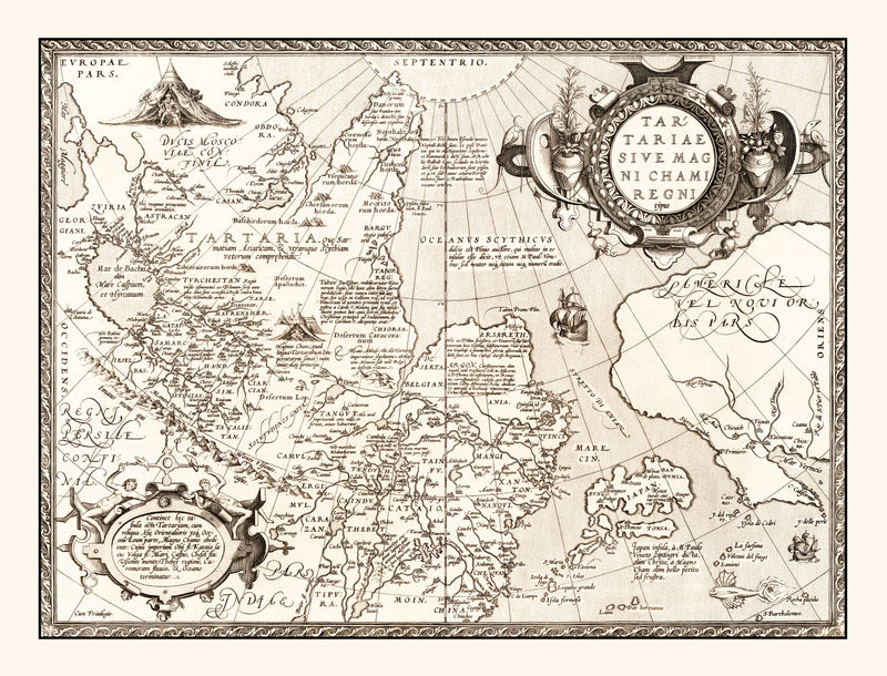 Size comparison using Vintage Map of Russia, Japan & China 1570
