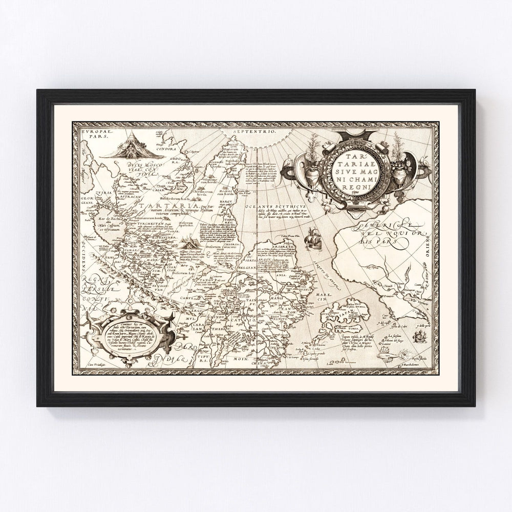 Russia, Japan, China Vintage Map 1570