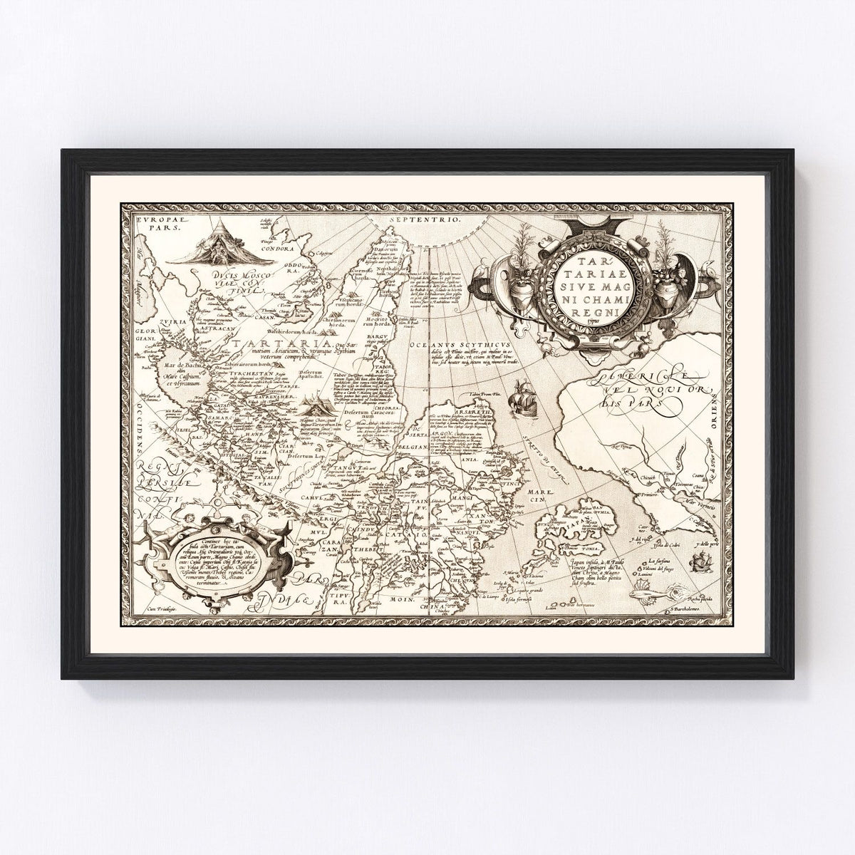 Russia, Japan, China Vintage Map 1570