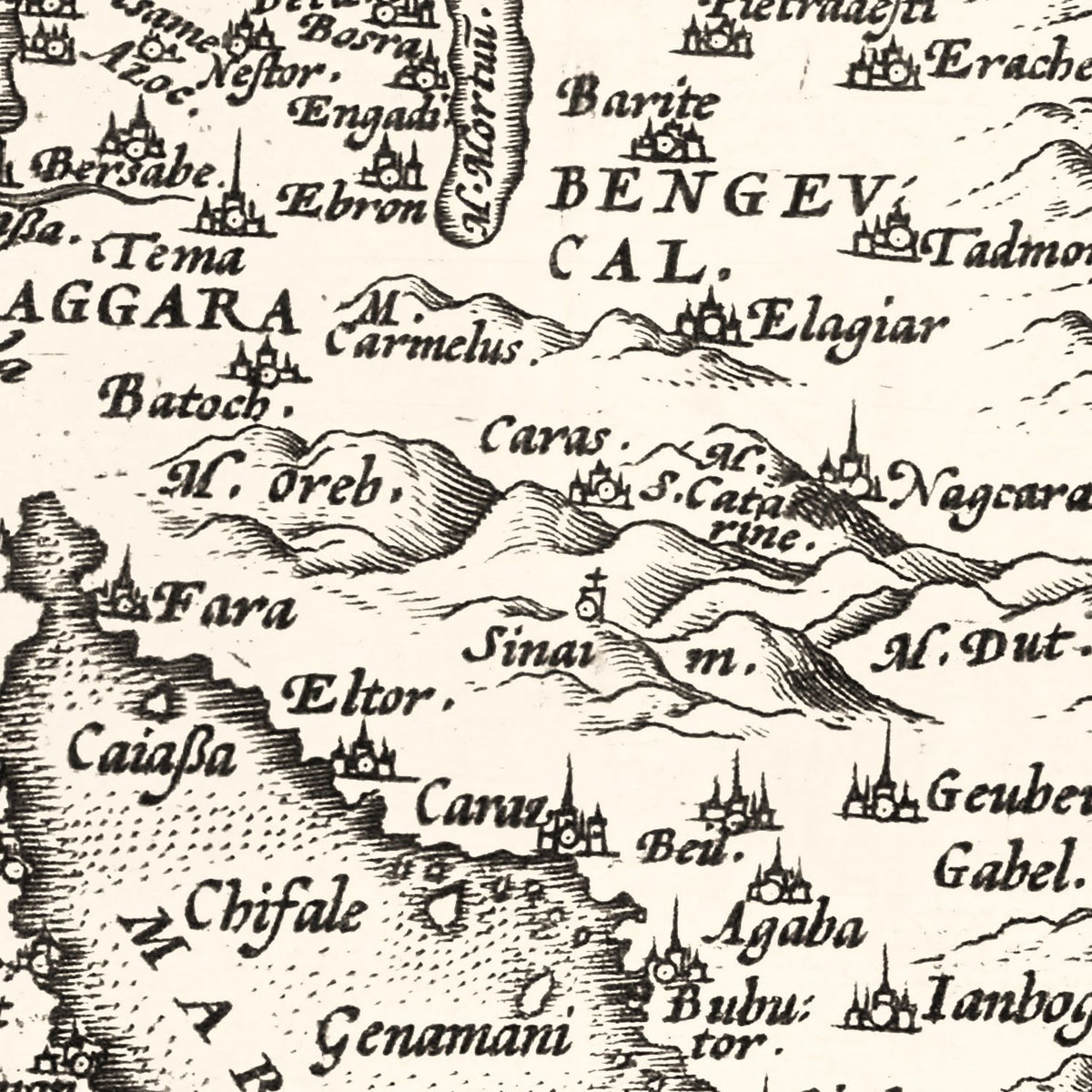 Restored historic details from the 1570 region map of County