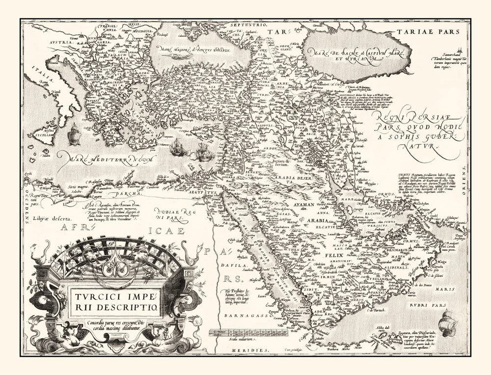Vintage Map of Turkish Empire, 1570 print style example