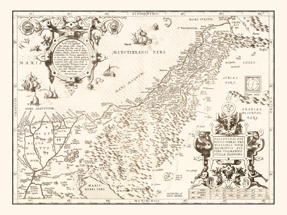 Vintage Map of The Holy Lands, 1570 print style example