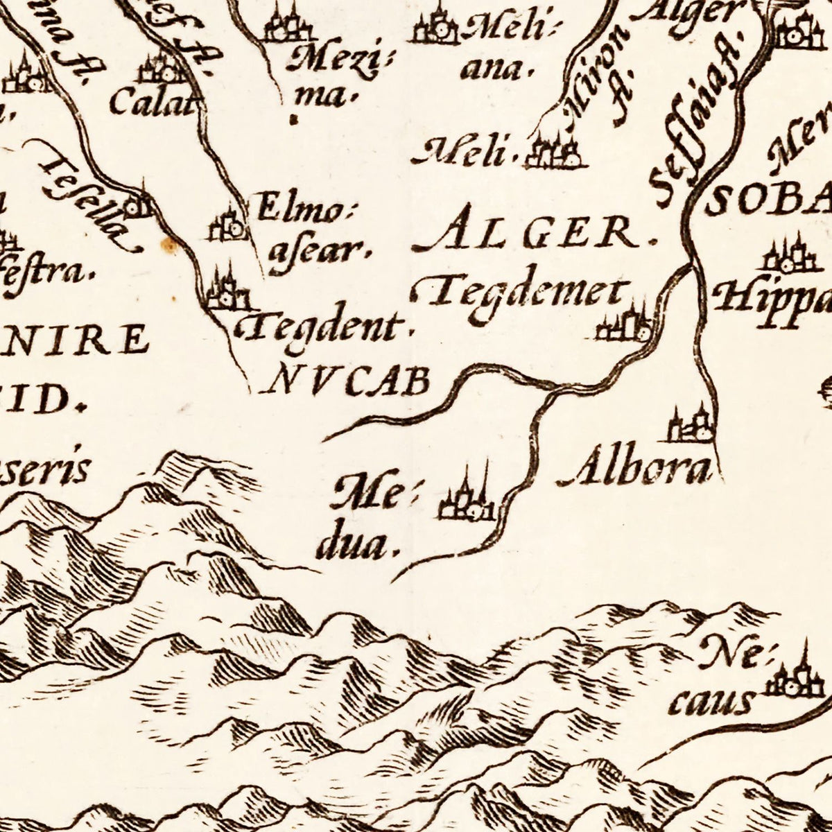 Restored historic details from the 1570 region map of County
