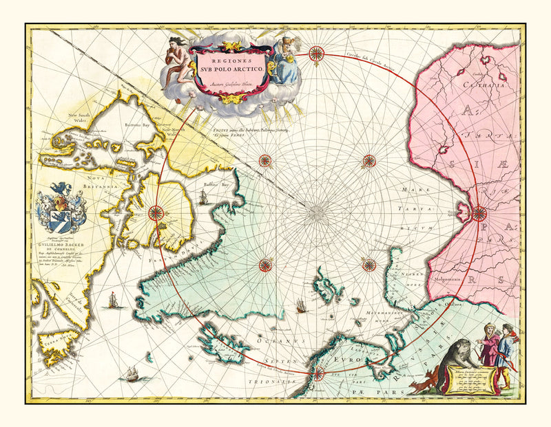 Size comparison using Vintage Map of North Pole, 1665