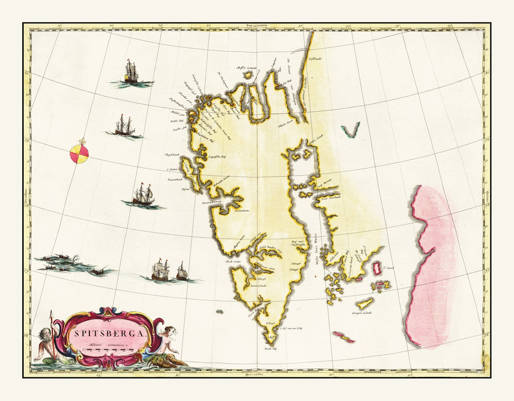Vintage Map of Spitsbergen, 1665 print style example